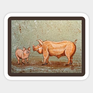 Pigs playing in the mud Sticker